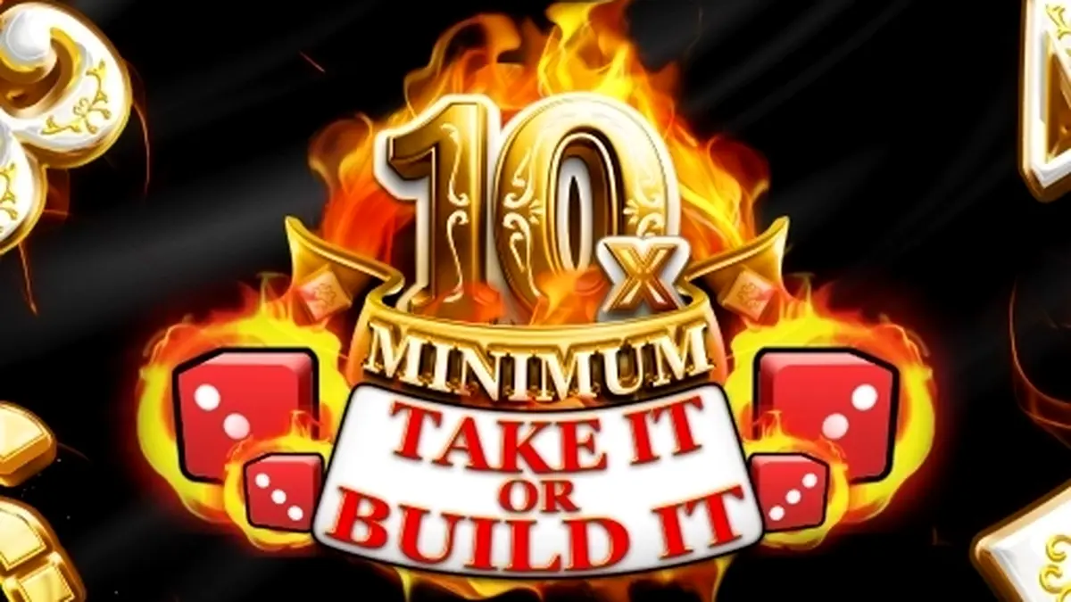 Isang visual na representasyon ng 10x Minimum Take It or Build It slot machine interface.