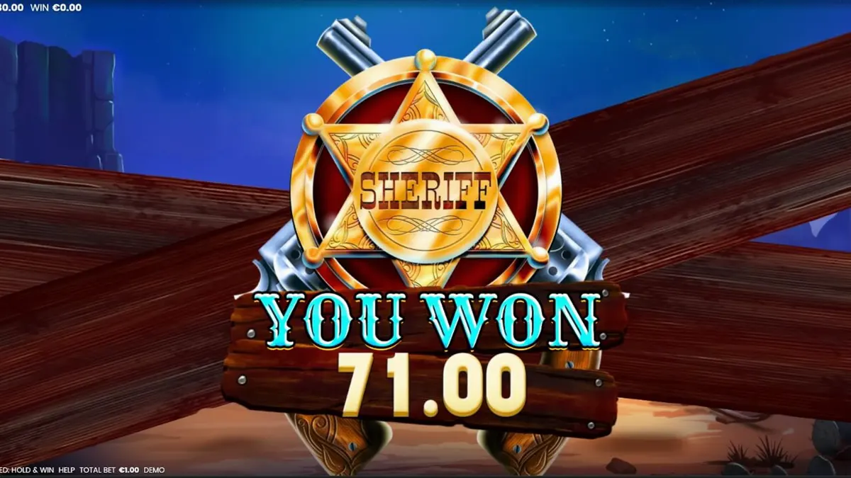 Most Wanted: Hold & Win slot game interface na may Western theme