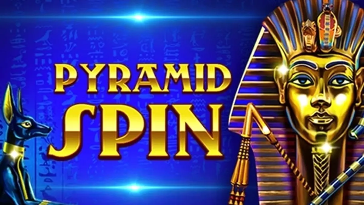 Pyramid Spin slot machine interface na may retro arcade aesthetic